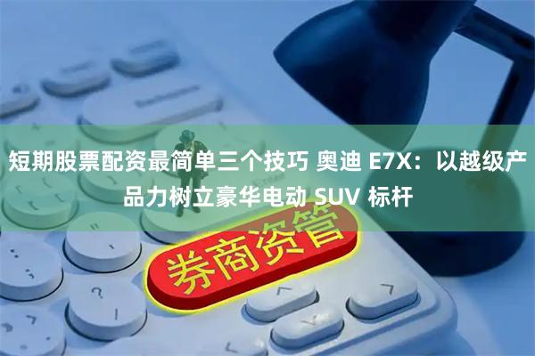 短期股票配资最简单三个技巧 奥迪 E7X：以越级产品力树立豪华电动 SUV 标杆